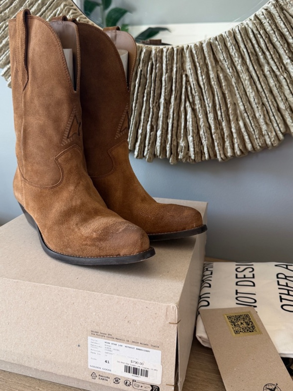 New Golden Goose Brown Suede Cowboy Boots